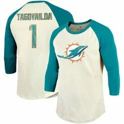Men's Fanatics Branded Tua Tagovailoa Cream/Aqua Miami Dolphins Vintage Player Raglan Name & Number 3/4-Sleeve T-Shirt 3 Men's Fanatics Branded Tua Tagovailoa Cream/Aqua Miami Dolphins Vintage Player Raglan Name & Number 3/4-Sleeve T-Shirt -Metaverse shop unnamed file 30845