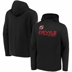 Men's Fanatics Branded Black New Jersey Devils Authentic Pro Locker Room Pullover Hoodie