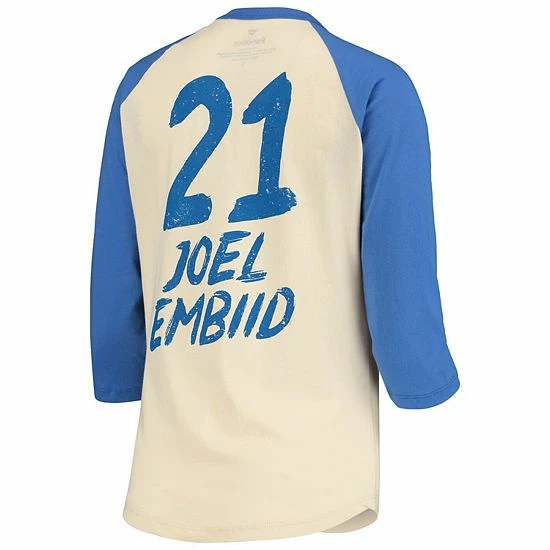 Women's Fanatics Branded Joel Embiid Cream Philadelphia 76ers Raglan 3/4-Sleeve T-Shirt 6 Women's Fanatics Branded Joel Embiid Cream Philadelphia 76ers Raglan 3/4-Sleeve T-Shirt - Image 4