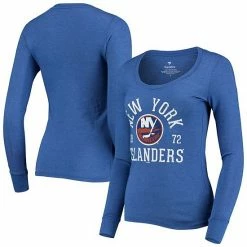 Women's Fanatics Branded Heathered Royal New York Islanders Puck Hog Tri-Blend Scoop Neck Long Sleeve T-Shirt -Metaverse shop unnamed file 30939