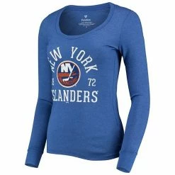 Women's Fanatics Branded Heathered Royal New York Islanders Puck Hog Tri-Blend Scoop Neck Long Sleeve T-Shirt -Metaverse shop unnamed file 30940
