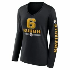 Women's Fanatics Branded Black Pittsburgh Steelers Hometown Sweep Long Sleeve V-Neck T-Shirt -Metaverse shop unnamed file 3098