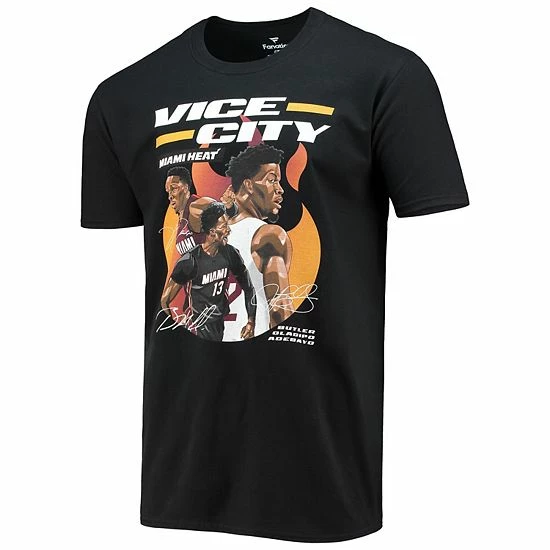 Men's Fanatics Branded Bam Adebayo Jimmy Butler Victor Oladipo Black Miami Heat Big Three Player T-Shirt 5 Men's Fanatics Branded Bam Adebayo Jimmy Butler Victor Oladipo Black Miami Heat Big Three Player T-Shirt - Image 3