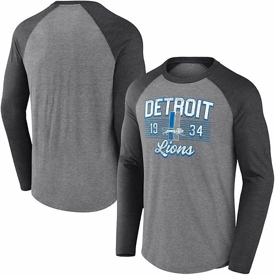 Men's Fanatics Branded Heathered Gray/Heathered Charcoal Detroit Lions Weekend Casual Tri-Blend Raglan Long Sleeve T-Shirt Men's Fanatics Branded Heathered Gray/Heathered Charcoal Detroit Lions Weekend Casual Tri-Blend Raglan Long Sleeve T-Shirt -Metaverse shop unnamed file 31018