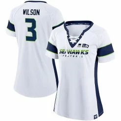 Women's Fanatics Branded Russell Wilson White Seattle Seahawks Athena Player Raglan V-Neck Top