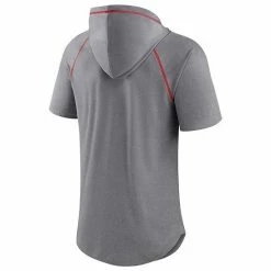 Men's Fanatics Branded Heathered Gray Wisconsin Badgers Four Relay Poly Hooded T-Shirt -Metaverse shop unnamed file 3106