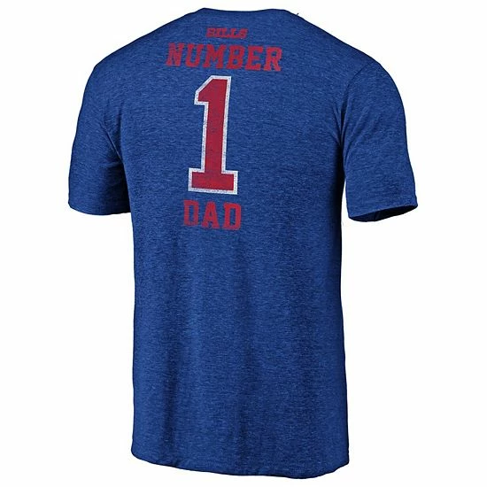 Men's By Fanatics Branded Heathered Royal Buffalo Bills Greatest Dad Retro Tri-Blend T-Shirt - Image 4