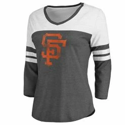 Women's Fanatics Branded Heathered Charcoal/White San Francisco Giants Two-Toned Distressed Cooperstown Collection Tri-Blend 3/4-Sleeve V-Neck T-Shirt 3 Women's Fanatics Branded Heathered Charcoal/White San Francisco Giants Two-Toned Distressed Cooperstown Collection Tri-Blend 3/4-Sleeve V-Neck T-Shirt -Metaverse shop unnamed file 31178