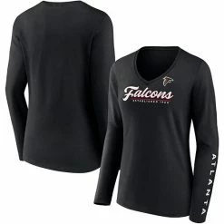 Women's Fanatics Branded Black Atlanta Falcons Drive Forward V-Neck Long Sleeve T-Shirt