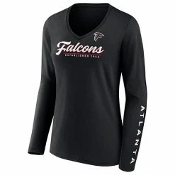 Women's Fanatics Branded Black Atlanta Falcons Drive Forward V-Neck Long Sleeve T-Shirt -Metaverse shop unnamed file 31243