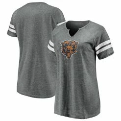 Women's Fanatics Branded Gray Chicago Bears True Classics Distressed Tri-Blend Notch Neck T-Shirt -Metaverse shop unnamed file 31282
