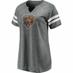 Women's Fanatics Branded Gray Chicago Bears True Classics Distressed Tri-Blend Notch Neck T-Shirt -Metaverse shop unnamed file 31283