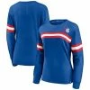 Women's Fanatics Branded Royal Philadelphia 76ers Block Party Chest Logo Striped Long Sleeve T-Shirt