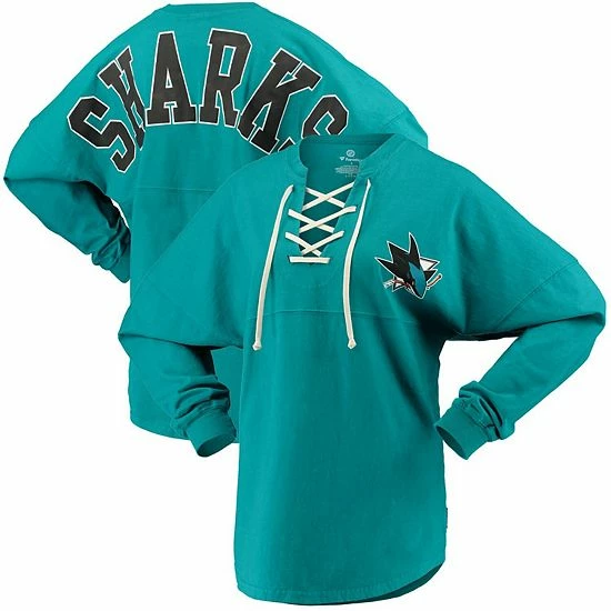 Women's Fanatics Branded Teal San Jose Sharks Lace Up Long Sleeve Spirit T-Shirt Women's Fanatics Branded Teal San Jose Sharks Lace Up Long Sleeve Spirit T-Shirt -Metaverse shop unnamed file 31325