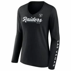 Women's Fanatics Branded Black Las Vegas Raiders Drive Forward V-Neck Long Sleeve T-Shirt -Metaverse shop unnamed file 3135
