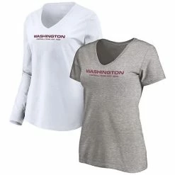 Women's Fanatics Branded Heathered Gray/White Washington Football Team 2-Pack V-Neck T-Shirt Combo Set -Metaverse shop unnamed file 31413