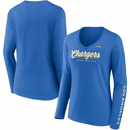 Women's Fanatics Branded Powder Blue Los Angeles Chargers Drive Forward V-Neck Long Sleeve T-Shirt Women's Fanatics Branded Powder Blue Los Angeles Chargers Drive Forward V-Neck Long Sleeve T-Shirt -Metaverse shop unnamed file 3145