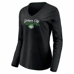 Women's Fanatics Branded Black New York Jets Highly Valued Long Sleeve V-Neck T-Shirt -Metaverse shop unnamed file 31461