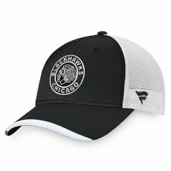 Men's Fanatics Branded Black/White Chicago Blackhawks Authentic Pro Locker Room Logo Trucker Snapback Hat