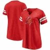 Women's Fanatics Branded Heathered Red Tampa Bay Buccaneers Throwback Logo Tri-Blend Raglan Notch Neck T-Shirt -Metaverse shop unnamed file 31561
