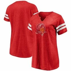 Women's Fanatics Branded Heathered Red Tampa Bay Buccaneers Throwback Logo Tri-Blend Raglan Notch Neck T-Shirt -Metaverse shop unnamed file 31562