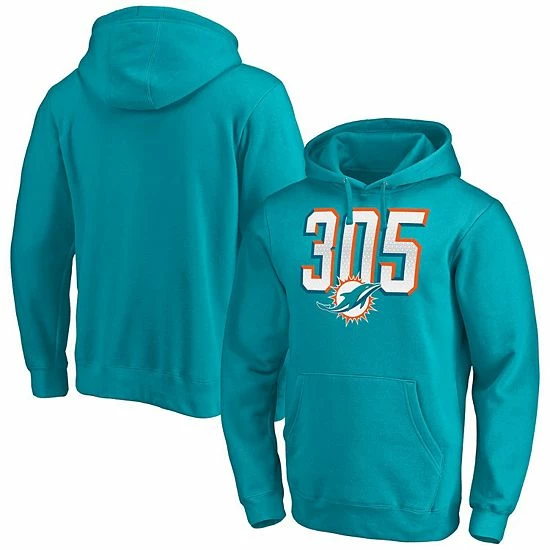 Men's Fanatics Branded Aqua Miami Dolphins Hometown Collection 305 Fitted Pullover Hoodie 4 Men's Fanatics Branded Aqua Miami Dolphins Hometown Collection 305 Fitted Pullover Hoodie - Image 2