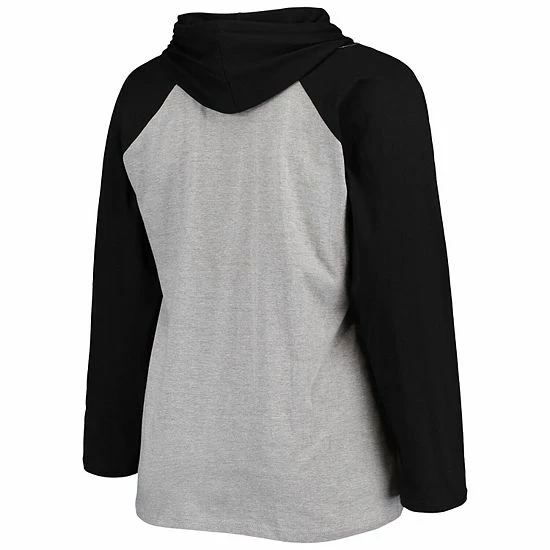 Women's Fanatics Branded Heathered Gray/Black Dallas Stars Plus Size Raglan Pullover Hoodie 6 Women's Fanatics Branded Heathered Gray/Black Dallas Stars Plus Size Raglan Pullover Hoodie - Image 4