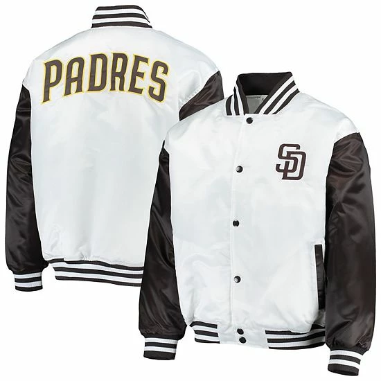 Fanatics Men's White/Brown San Diego Padres Big & Tall Satin Full-Snap Jacket Fanatics Men's White/Brown San Diego Padres Big & Tall Satin Full-Snap Jacket -Metaverse shop unnamed file 31798