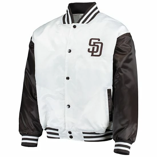 Fanatics Men's White/Brown San Diego Padres Big & Tall Satin Full-Snap Jacket Fanatics Men's White/Brown San Diego Padres Big & Tall Satin Full-Snap Jacket -Metaverse shop unnamed file 31800