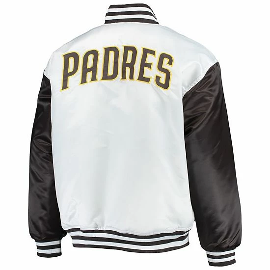 Fanatics Men's White/Brown San Diego Padres Big & Tall Satin Full-Snap Jacket Fanatics Men's White/Brown San Diego Padres Big & Tall Satin Full-Snap Jacket -Metaverse shop unnamed file 31801