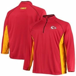 Men's Fanatics Branded Red/Gold Kansas City Chiefs Big & Tall Polyester Quarter-Zip Raglan Jacket