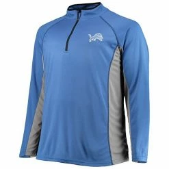 Men's Fanatics Branded Blue/Silver Detroit Lions Big & Tall Polyester Quarter-Zip Raglan Jacket -Metaverse shop unnamed file 31924