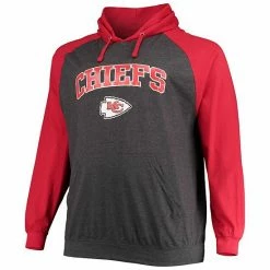 Men's Fanatics Branded Red/Heathered Charcoal Kansas City Chiefs Big & Tall Lightweight Raglan Pullover Hoodie -Metaverse shop unnamed file 31928