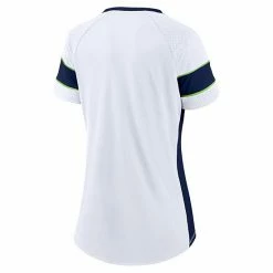 Women's Fanatics Branded White/College Navy Seattle Seahawks Away Team Draft Me Lace-Up V-Neck T-Shirt -Metaverse shop unnamed file 31982