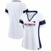 Women's Fanatics Branded White/Navy New England Patriots Away Team Draft Me Lace-Up V-Neck T-Shirt