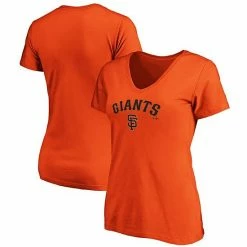Women's Fanatics Branded Orange San Francisco Giants Team Logo Lockup V-Neck T-Shirt -Metaverse shop unnamed file 32051