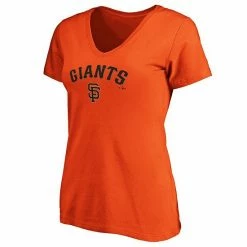 Women's Fanatics Branded Orange San Francisco Giants Team Logo Lockup V-Neck T-Shirt -Metaverse shop unnamed file 32052