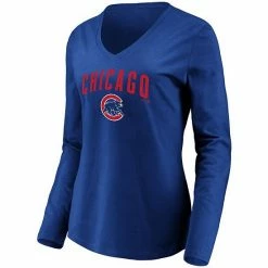 Women's Fanatics Branded Royal Chicago Cubs Core Team Lockup Long Sleeve V-Neck T-Shirt -Metaverse shop unnamed file 32065