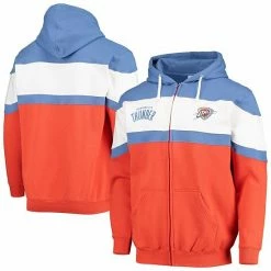 Men's Fanatics Branded Blue/Orange Oklahoma City Thunder Colorblock Wordmark Full-Zip Hoodie -Metaverse shop unnamed file 32175