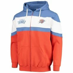 Men's Fanatics Branded Blue/Orange Oklahoma City Thunder Colorblock Wordmark Full-Zip Hoodie -Metaverse shop unnamed file 32176
