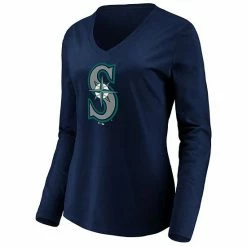 Women's Fanatics Branded Navy Seattle Mariners Official Logo Long Sleeve V-Neck T-Shirt 4 Women's Fanatics Branded Navy Seattle Mariners Official Logo Long Sleeve V-Neck T-Shirt -Metaverse shop unnamed file 32181