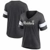 Women's Fanatics Branded Heathered Charcoal Las Vegas Raiders Give It All Half-Sleeve V-Neck T-Shirt -Metaverse shop unnamed file 3223