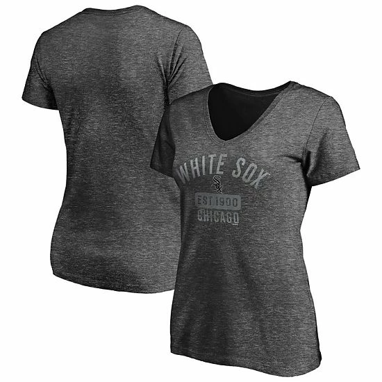 Women's Fanatics Branded Heathered Charcoal Chicago White Sox Old Time Favorite V-Neck T-Shirt 3 Women's Fanatics Branded Heathered Charcoal Chicago White Sox Old Time Favorite V-Neck T-Shirt