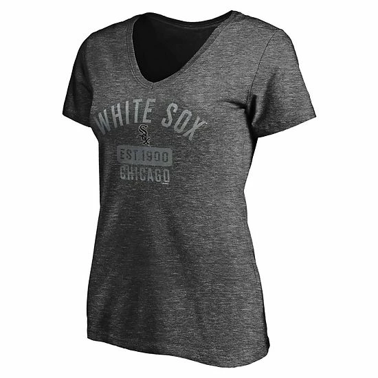 Women's Fanatics Branded Heathered Charcoal Chicago White Sox Old Time Favorite V-Neck T-Shirt 5 Women's Fanatics Branded Heathered Charcoal Chicago White Sox Old Time Favorite V-Neck T-Shirt - Image 3