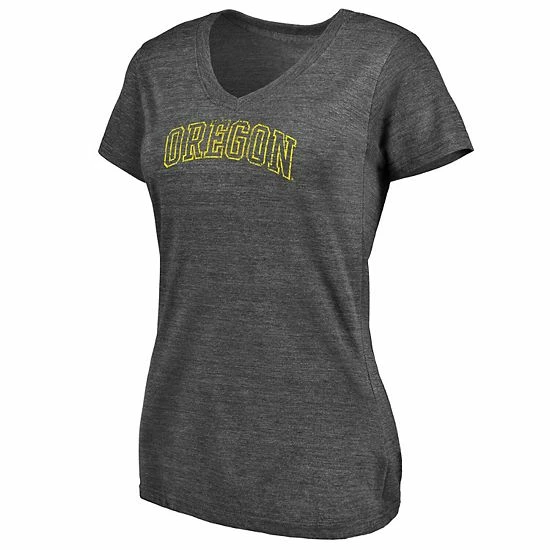 Women's Fanatics Branded Charcoal Oregon Ducks Slab Serif Space Dye Tri-Blend V-Neck T-Shirt 5 Women's Fanatics Branded Charcoal Oregon Ducks Slab Serif Space Dye Tri-Blend V-Neck T-Shirt - Image 3