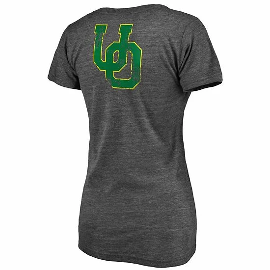 Women's Fanatics Branded Charcoal Oregon Ducks Slab Serif Space Dye Tri-Blend V-Neck T-Shirt 6 Women's Fanatics Branded Charcoal Oregon Ducks Slab Serif Space Dye Tri-Blend V-Neck T-Shirt - Image 4