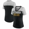 Women's Fanatics Branded Black/Heathered Gray Pittsburgh Steelers Close Quarters V-Neck T-Shirt 2 Women's Fanatics Branded Black/Heathered Gray Pittsburgh Steelers Close Quarters V-Neck T-Shirt -Metaverse shop unnamed file 3231