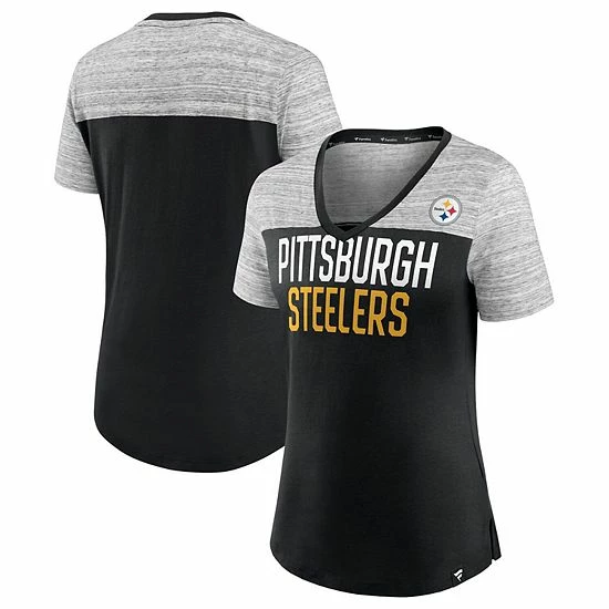 Women's Fanatics Branded Black/Heathered Gray Pittsburgh Steelers Close Quarters V-Neck T-Shirt Women's Fanatics Branded Black/Heathered Gray Pittsburgh Steelers Close Quarters V-Neck T-Shirt -Metaverse shop unnamed file 3231