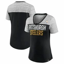 Women's Fanatics Branded Black/Heathered Gray Pittsburgh Steelers Close Quarters V-Neck T-Shirt 3 Women's Fanatics Branded Black/Heathered Gray Pittsburgh Steelers Close Quarters V-Neck T-Shirt -Metaverse shop unnamed file 3232