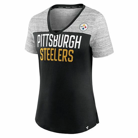 Women's Fanatics Branded Black/Heathered Gray Pittsburgh Steelers Close Quarters V-Neck T-Shirt Women's Fanatics Branded Black/Heathered Gray Pittsburgh Steelers Close Quarters V-Neck T-Shirt -Metaverse shop unnamed file 3233